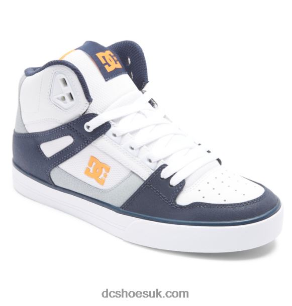 DC Shoes Men\s Pure High-Top Shoes LDXPV266 White/Grey/Orange