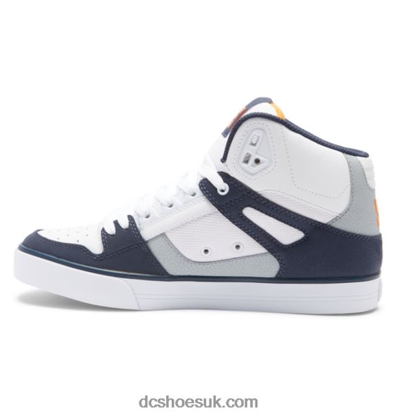 DC Shoes Men\s Pure High-Top Shoes LDXPV266 White/Grey/Orange